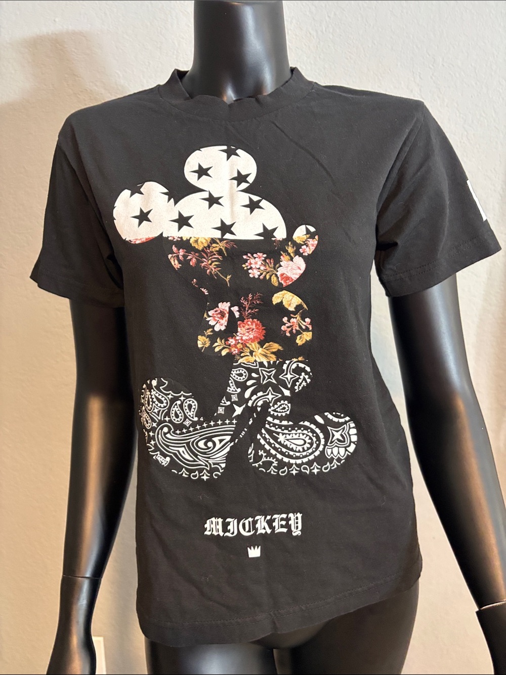 Neff Black Floral & Paisley Mickey Short-Sleeve Tee